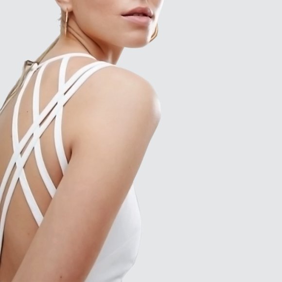 [NWT] ASOS - Vesper - Strappy Back Midi Dress - White - Picture 2 of 6